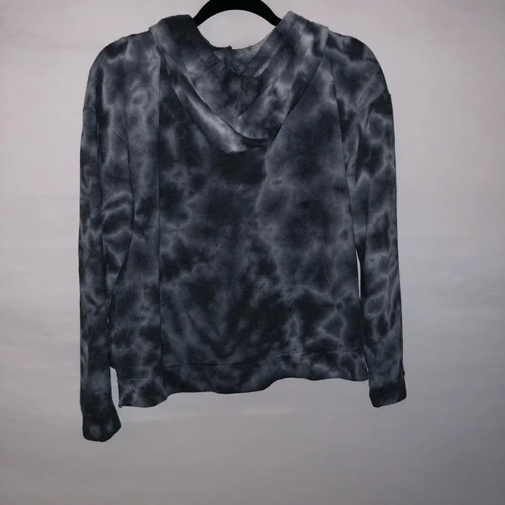 Colsie Blue Grey Tie Dye Hoodie Jacket